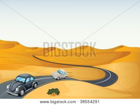 illustrazione di automobili in un deserto