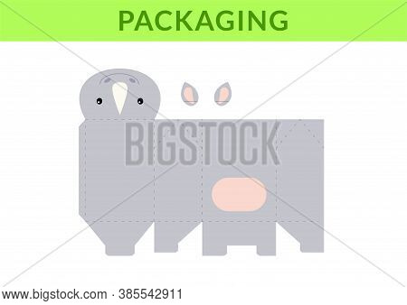 Diy Party Favor Box For Birthdays, Baby Showers With Cute Rhino For Sweets, Candies, Small Presents,