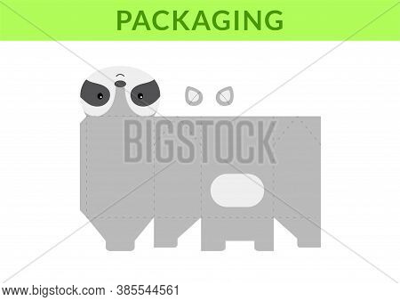 Diy Party Favor Box For Birthdays, Baby Showers With Cute Raccoon For Sweets, Candies, Small Present