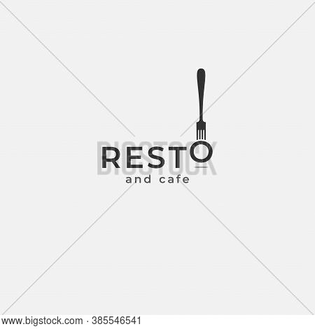 Resto Logo With Fork. Restaurant Menu On White