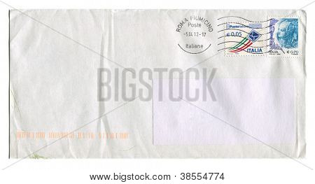 Italie - vers 2012 : Diffusion enveloppe avec des timbres dédiés à la poste italienne, vers 2012.