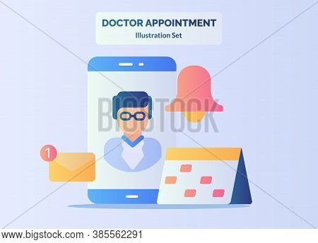 Doctor Appointment Concept Smartphone Screen Schedule Calendar Reminder Email Notification With Flat