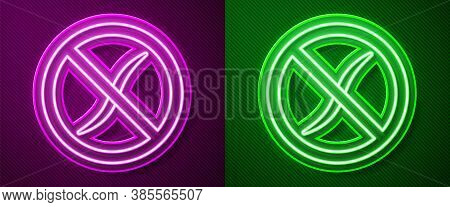 Glowing Neon Line Anti Worms Parasite Icon Isolated On Purple And Green Background. Vector