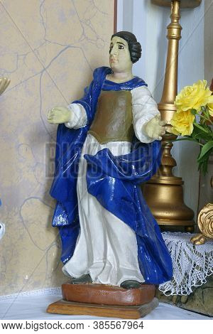 PSARJEVO GORNJE, CROATIA - MAY 27, 2013: Statue of the saint on the altar of Saint Vitus in Saint George's Chapel in Psarjevo Gornje, Croatia