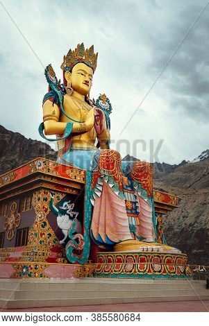 Maitreya Buddha Statue Near The Diskit Gompa (diskit Monastery) In The Nubra Valley Of Ladakh, North