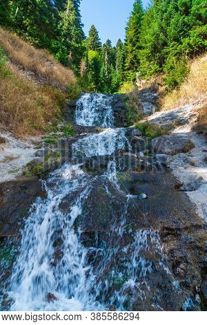 Waterfall In Goderdzi Pass, Beautiful View Of Mountain Landscape