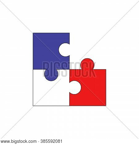 An Illustration Of Three Pieces Of Puzzle. France Flag Concept. Business Logo.