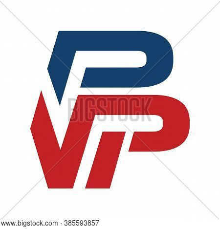 Red Blue Abstract Sporty Wp Logo Initial P & W Letter Graphic Concept Vector Icon Template