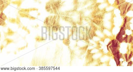 Ikat Aztec Pattern. Simple  Watercolor Print. Aureate Template.  Amber Paint. Metal Crumpled Banner.