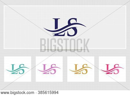 Water Wave Ls Logo Vector. Swoosh Letter Ls Logo Design For Business And Company Identity.
