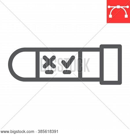 Hiv Test Tube Line Icon, Aids And Hiv, Vial For Analysis Sign Vector Graphics, Editable Stroke Linea