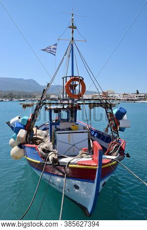 Sitia, August 12: Fisherman Boat At The Harbor On August 12, 2020 At Sitia, Greece. Sitia Is A Port 