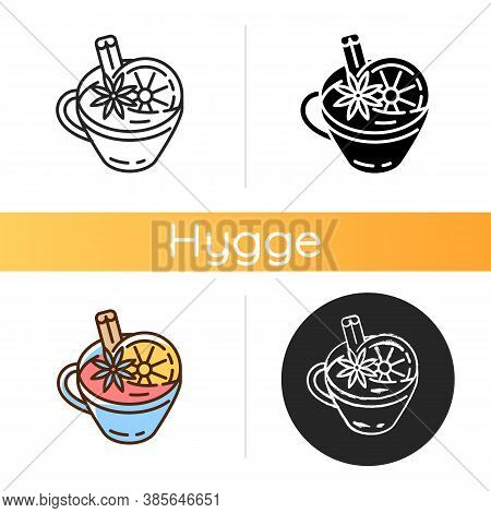 Mulled Wine Icon. Winter Holiday Hot Drinks. Hyggelig Atmosphere. Beverage. Christmas Warm Drink. Ho