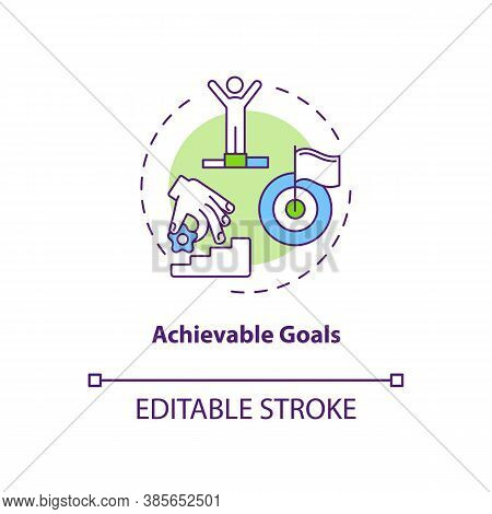 Achievable Goals Concept Icon. Business Life Plan. Smart Goals Definition. Communication Upgrade Ide