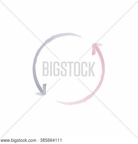 Two Watercolor Arrows In A Circle Symbol. Stock Vector Illustration Isolated On White Background.