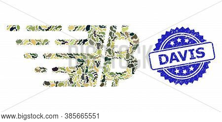 Military Camouflage Composition Of Bitcoin, And Davis Scratched Rosette Seal Imitation. Blue Stamp S