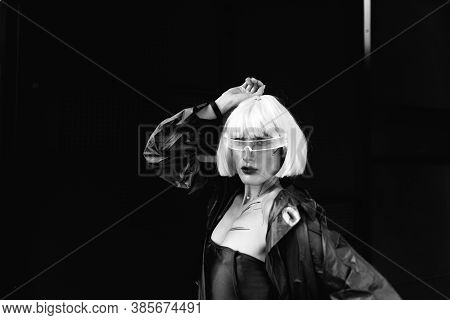 Fashionable Woman From The Future. A New Generation Of People With Technology Gadgets.