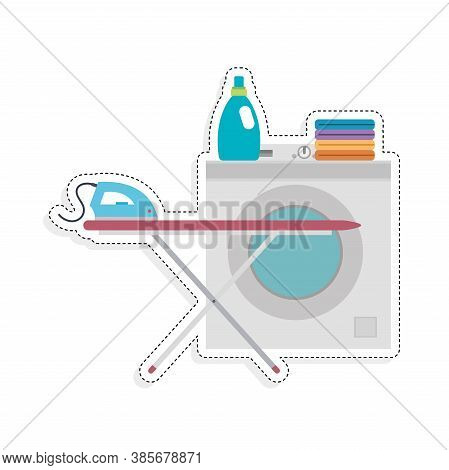 Laundry Objetcts Icons. Laundry Service At Home - Vector