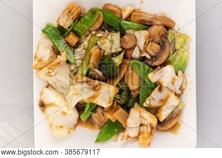 Appetizing Plate Tempting The Tastebuds With Mixed Vegetables In Perfect Serving Size.