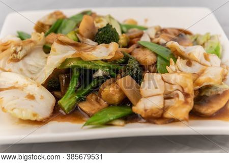 Detail View Of Appetizing Plate Tempting The Tastebuds With Mixed Vegetables In Perfect Serving Size