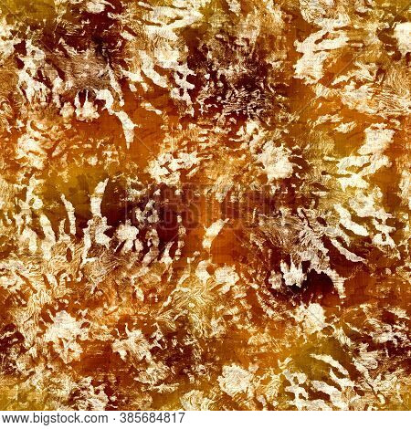Seamless Modern Sepia Brown Flower Blockprint Print. Grunge Watercolor Texture Floral Background. Wo