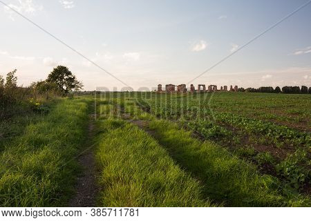 City Smiltene, Latvia.old Brick Stonehenge And Park.