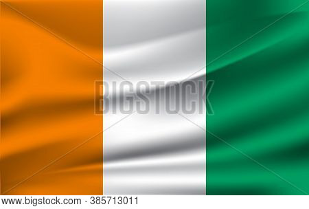 3d Waving Flag Of The State Of Cote D Ivoire. Eps 10