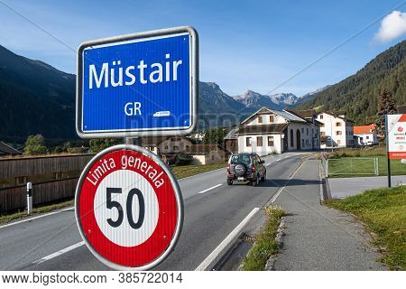 Mustair, Switzerland - September 8, 2020: Mustair Is A Village In A Swiss Canton Graubunden, Known F