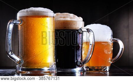 Composition With Glasses Of Beer Of Various Kinds