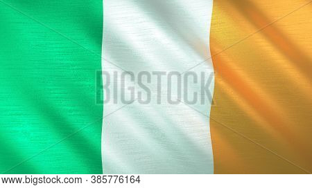 The Waving Flag Of Ireland. High Quality 3d Illustration. Perfect For News, Reportage, Events.