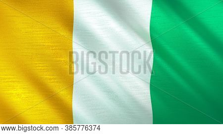The Waving Flag Of Ivory Coast. High Quality 3d Illustration. Perfect For News, Reportage, Events.
