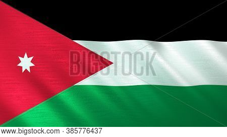 The Waving Flag Of Jordan. High Quality 3d Illustration. Perfect For News, Reportage, Events.