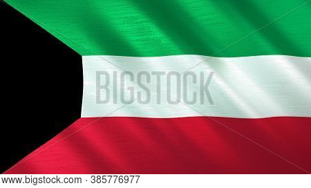 The Waving Flag Of Kuwait. High Quality 3d Illustration. Perfect For News, Reportage, Events.