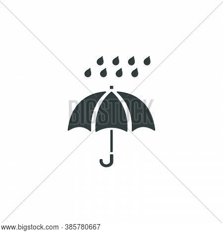 Umbrella And Very Heavy Rain. Isolated Icon. Weather Glyph Vector Illustration