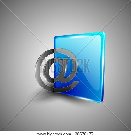 Lesklý 3D web 2.0 e-mailová adresa 'v' ikonu symbolu sada. EPS 10.