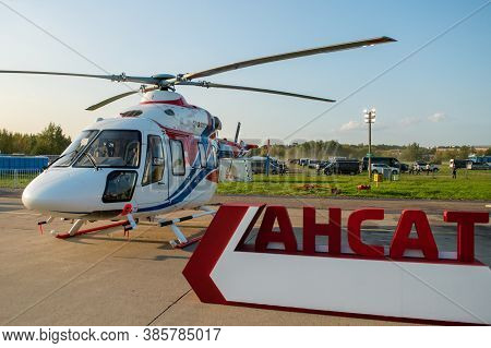 August 30, 2019. Zhukovsky, Russia. Russian Light Multi-purpose Helicopter Kazan Ansat At The Intern