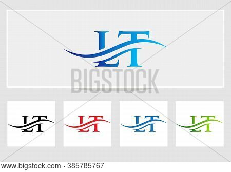 Water Wave Lt Logo Vector. Swoosh Letter Lt Logo Design For Business And Company Identity.