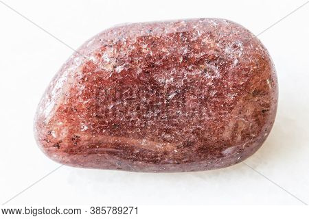 Closeup Of Sample Of Natural Mineral From Geological Collection - Polished Red Aventurine Gem Stone 