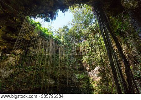 Unusual natural tropical  landscapes - Ik-Kil Cenote,  Mexico