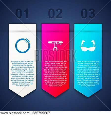 Set Bicycle Brake Disc, Handlebar And Sport Cycling Sunglasses. Business Infographic Template. Vecto