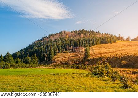 Jizerka Village With Bukovec Hill, Jizera Mountains, Czech Republic.