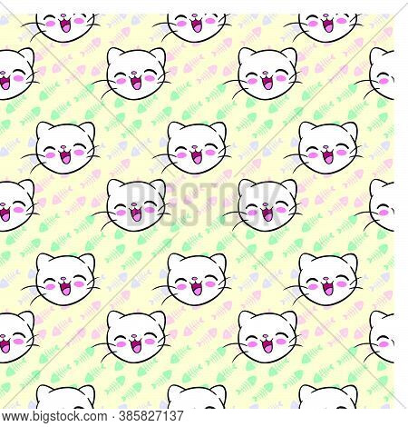 Seamless Pattern With Cats Background Pastel Colours