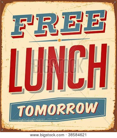 Vintage metal log - gratis frokost i morgen - JPG Version