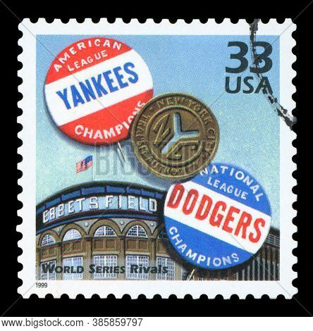 United States Of America - Circa 1999: A Postage Stamp Printed In Usa Showing An Image Of The New Yo