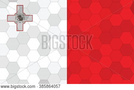 Malta Flag Illustration. Futuristic Maltese Flag Graphic With Abstract Hexagon Background Vector. Ma