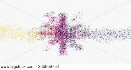 Rainbow Powder Effect Vertor Transparent Background. Independence Confetti Invitation. Top Paint Bac