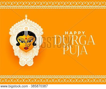 Happy Durga Pooja Festival Greeting Card Design