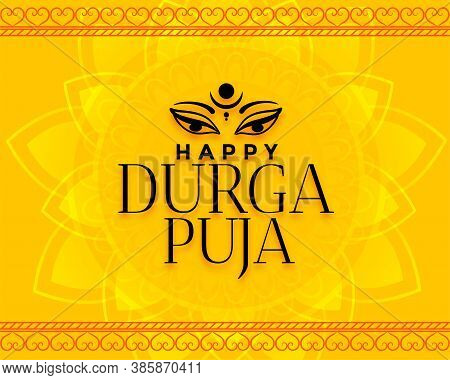 Happy Durga Pooja Yellow Wishes Background Design