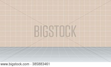 Wall Tile Ceramic For Architecture Background, Tiled Floor Brown Pastel Color Inside Room, Illustrat