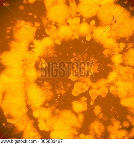 Swirl Light Effect. Artistic Texture. Color Style. Abstract Dye. Hippie Circle Pattern. Yellow Batik